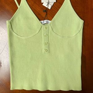 (BRAND NEW W/TAG) Zara Lime Knit Top